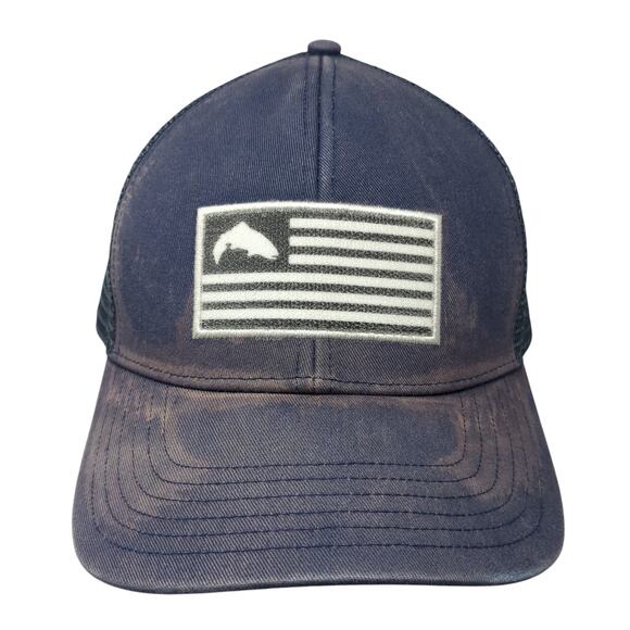 Simms Fishing Products Trucker Hat Blue One Size Adjustable Mesh Back Patriotic - Picture 1 of 10